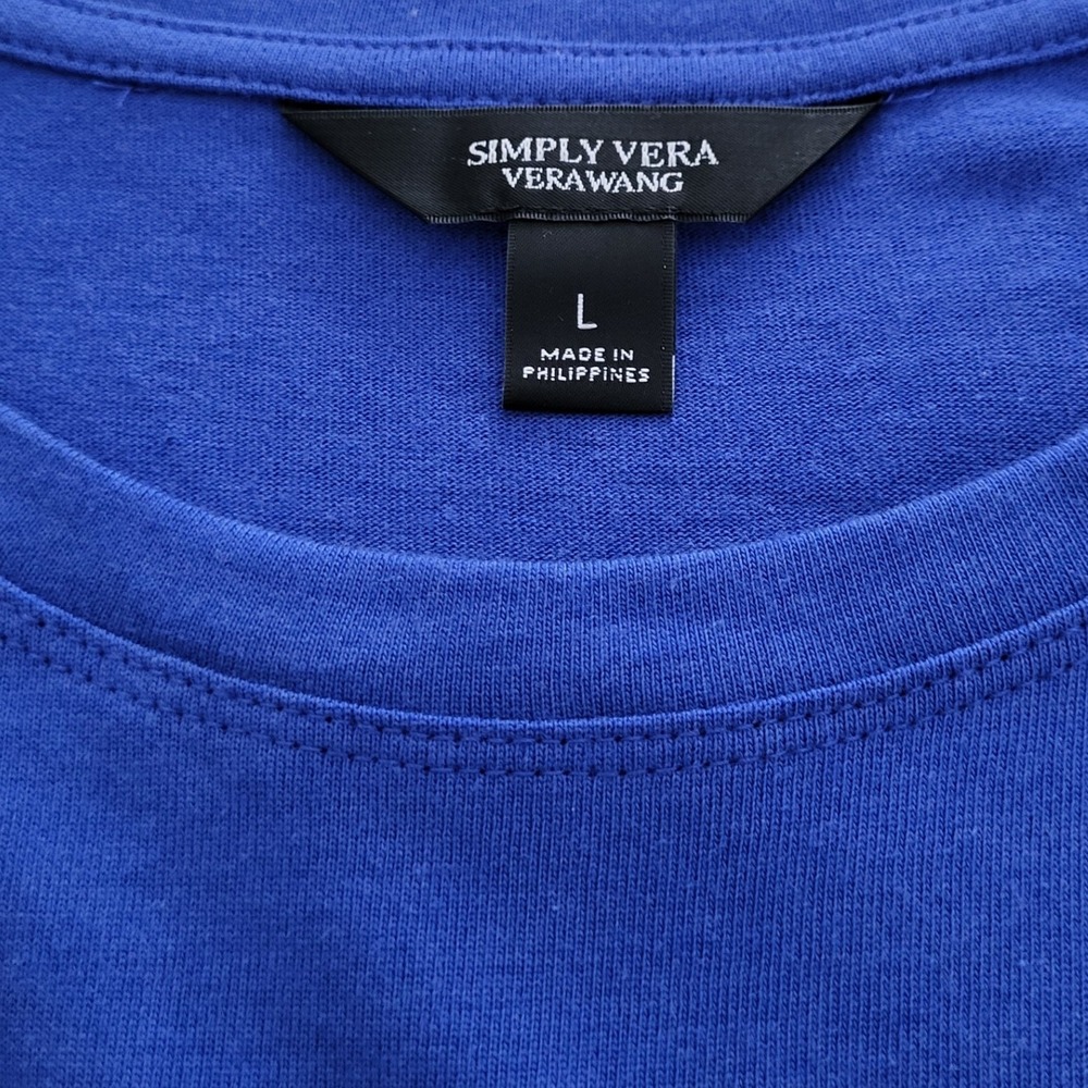 New Simply Vera Wang Tank Dress Women's Size L Blue String Waist Cotton Modal - Picture 6 of 8